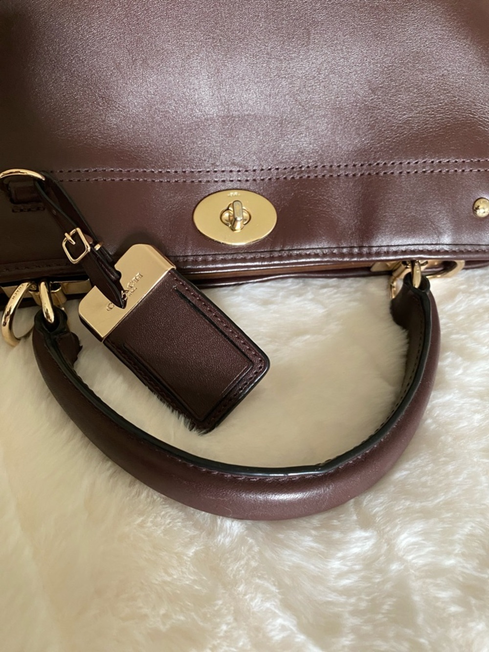 COACH Gramercy Leather Satchel in Oxblood - Picture 7 of 16
